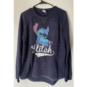 Disney Womens Sweatshirt Stitch Long Sleeve Crew Neck Size Large Blue